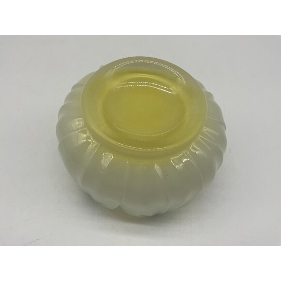 Westmoreland Vintage Lotus Bowl & Underplate White Frosted Glass with Green Tips - Picture 11 of 14